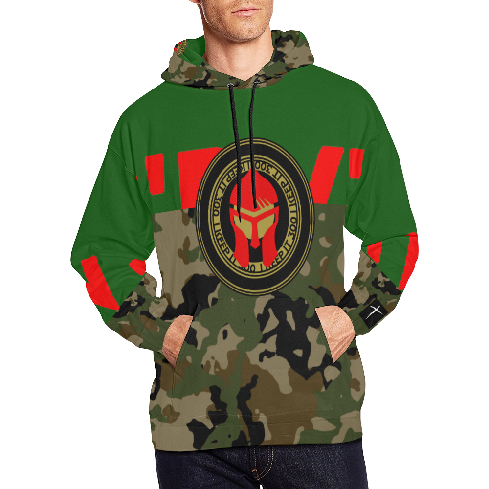 Green All Over Print Hoodie for Men (USA Size) (Model H13)