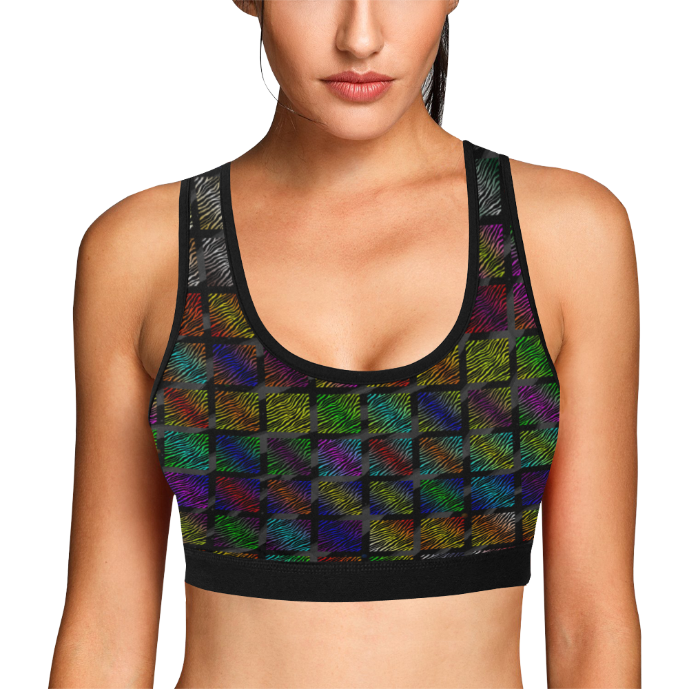 Ripped SpaceTime Stripes Collection Women's All Over Print Sports Bra (Model T52)