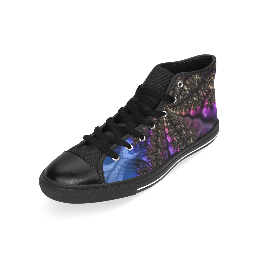 Fun Fractal Design High Top Canvas Shoes for Kid (Model 017)