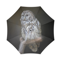 A lovely cute painted owl with a brown background Foldable Umbrella (Model U01)