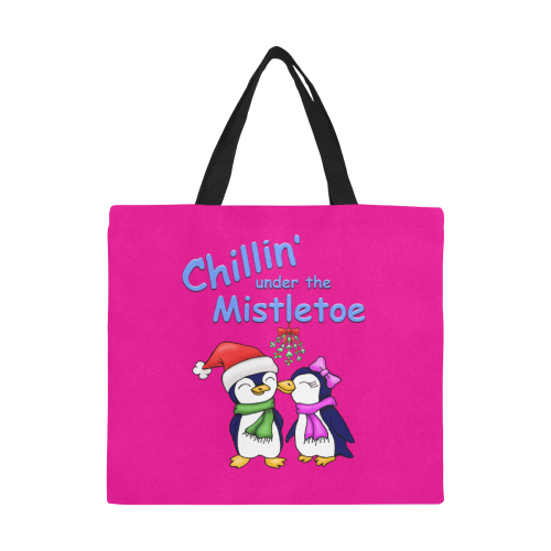 Chillin Holiday Penguins All Over Print Canvas Tote Bag/Large (Model 1699)