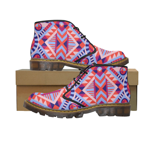 Modern Geometric Pattern Women's Canvas Chukka Boots/Large Size (Model 2402-1)