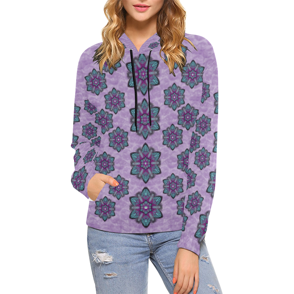 a gift with flowers stars and bubble wrap All Over Print Hoodie for Women (USA Size) (Model H13)