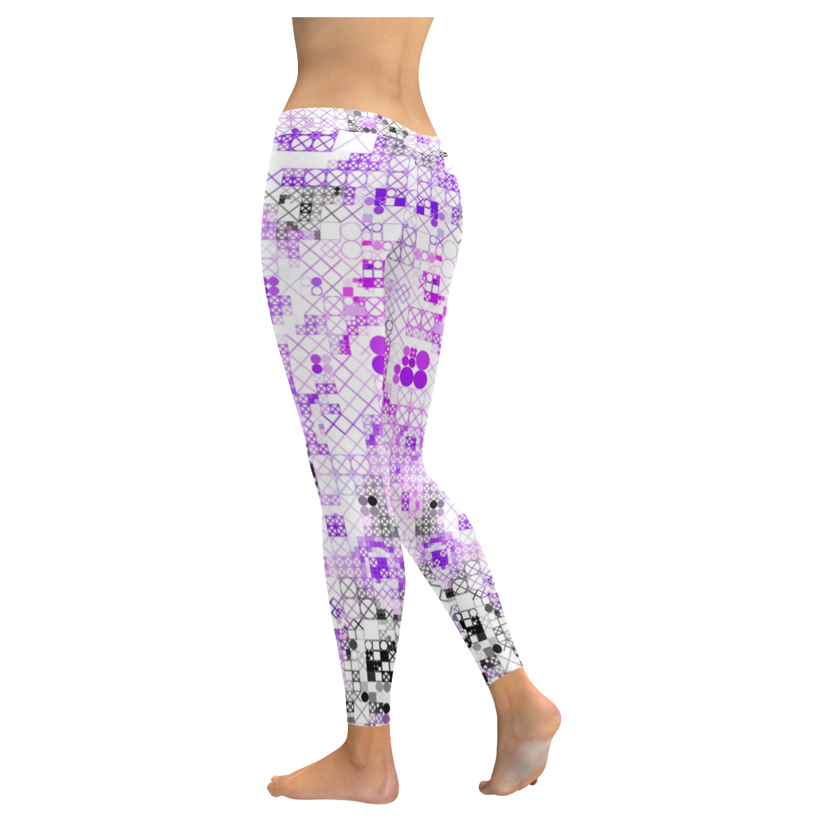 funny mix of shapes  by JamColors Women's Low Rise Leggings (Invisible Stitch) (Model L05)