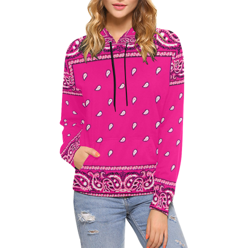 KERCHIEF PATTERN PINK All Over Print Hoodie for Women (USA Size) (Model H13)