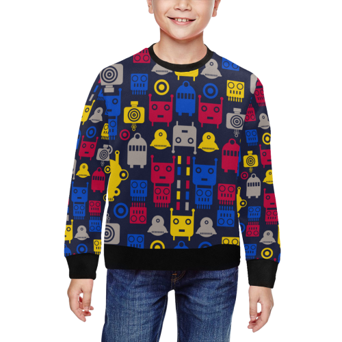 Cartoon Robots All Over Print Crewneck Sweatshirt for Kids (Model H29)