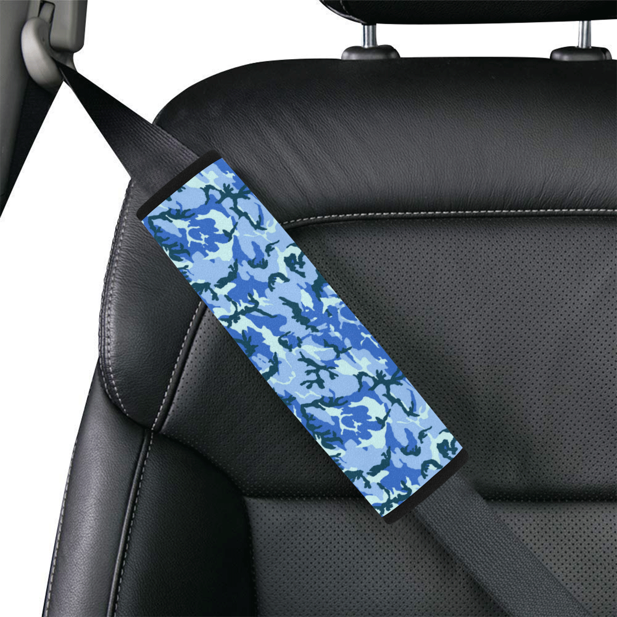 Woodland Blue Camouflage Car Seat Belt Cover 7''x10''