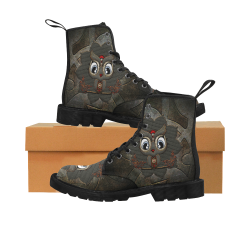 Funny steampunk owl Martin Boots for Men (Black) (Model 1203H)