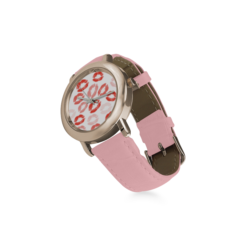Blowing Kisses Women's Rose Gold Leather Strap Watch(Model 201)