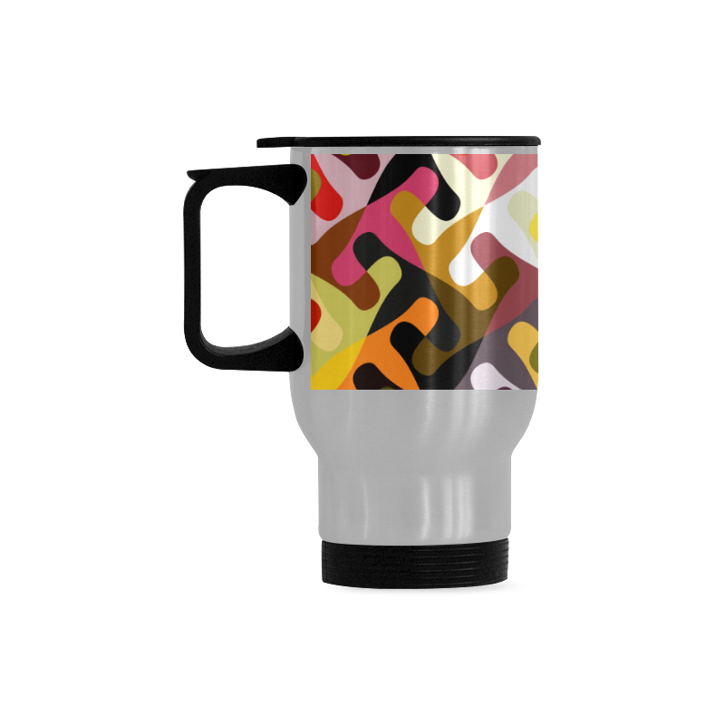 Colorful shapes Travel Mug (Silver) (14 Oz)