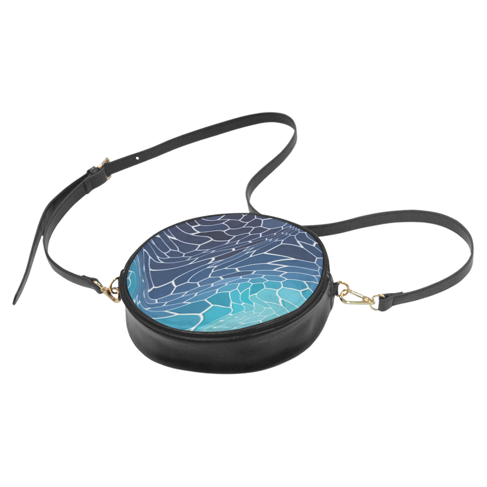 blue mosaic wave Round Sling Bag (Model 1647)