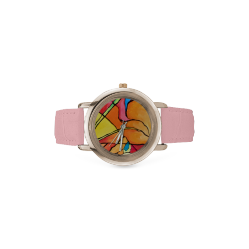 ABSTRACT Women's Rose Gold Leather Strap Watch(Model 201)
