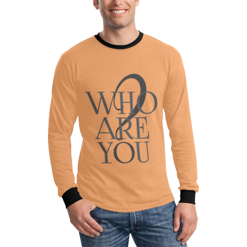 Whoareyou? Off-Orange Men's All Over Print Long Sleeve T-shirt (Model T51)