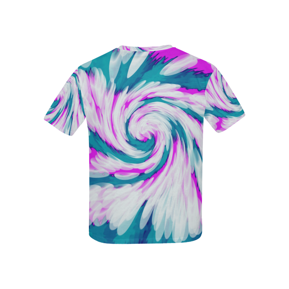Turquoise Pink Tie Dye Swirl Abstract Kids' All Over Print T-shirt (USA Size) (Model T40)
