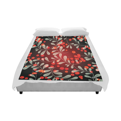 Exotic white vines with red retro circles design duvet cover all over print 86x70 Duvet Cover 86"x70" ( All-over-print)