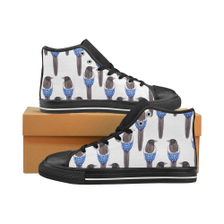 Black billed magpie or American magpie bird High Top Canvas Shoes for Kid (Model 017)