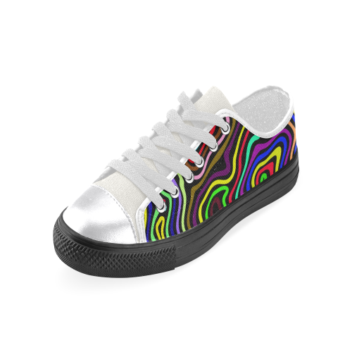 Multicolored Wavy Line Pattern Women's Classic Canvas Shoes (Model 018)