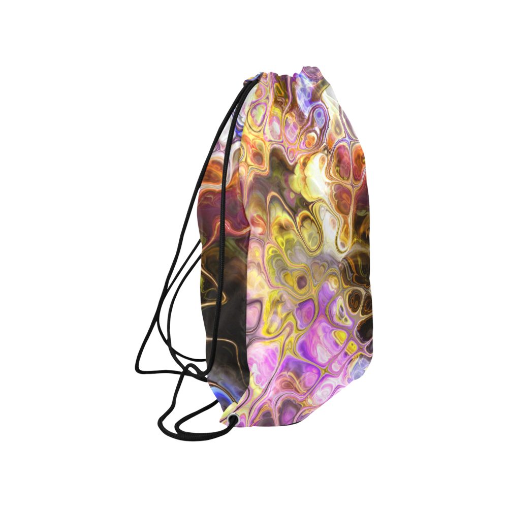 Colorful Marble Design Small Drawstring Bag Model 1604 (Twin Sides) 11"(W) * 17.7"(H)
