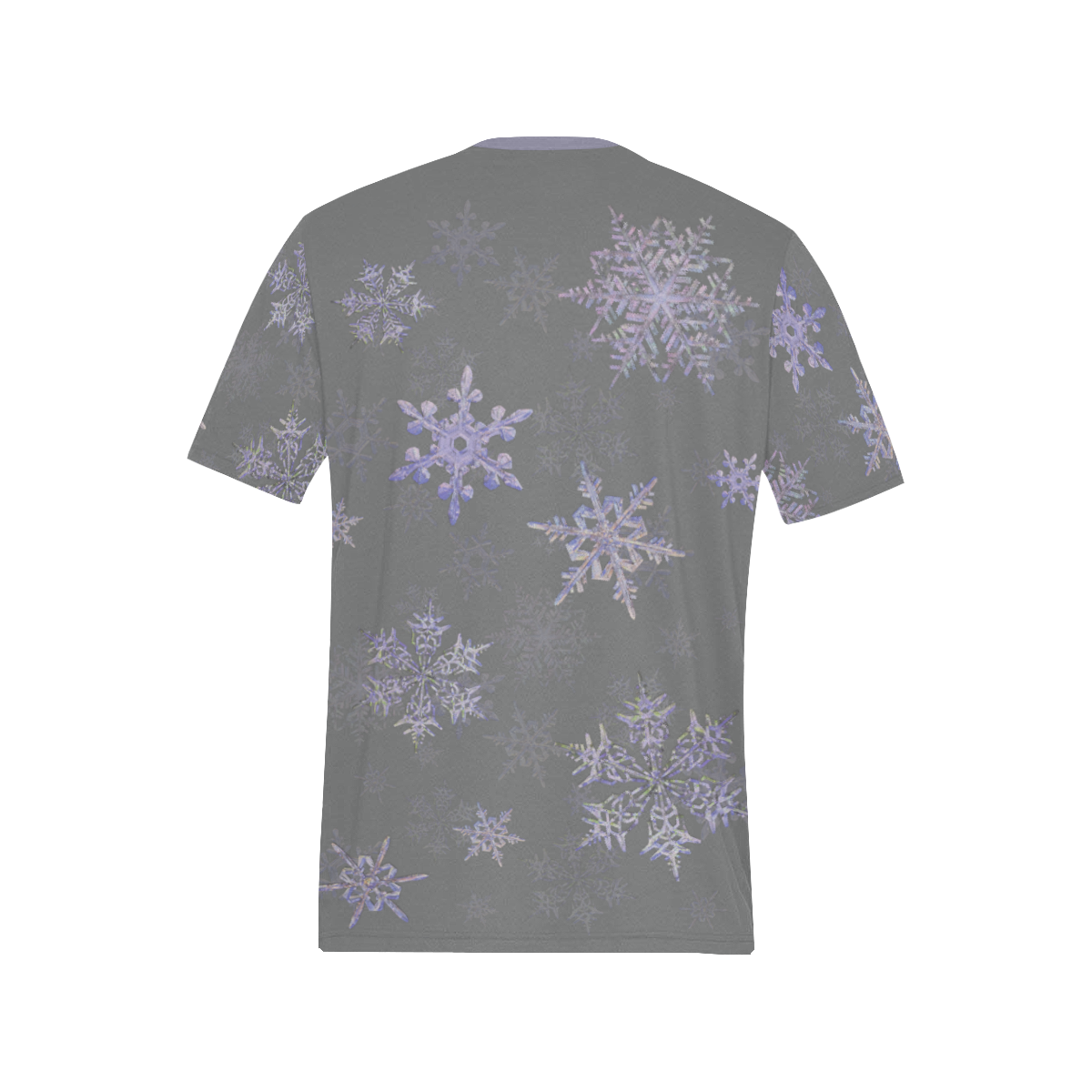 Snowflakes Blue Purple on gray Men's All Over Print T-Shirt (Solid Color Neck) (Model T63)