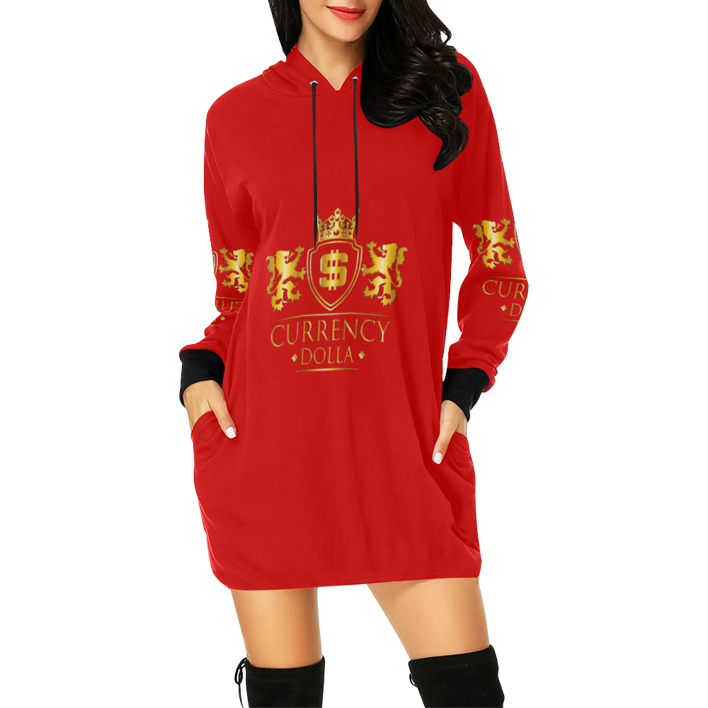 CURRENCY_DOLLA All Over Print Hoodie Mini Dress (Model H27)