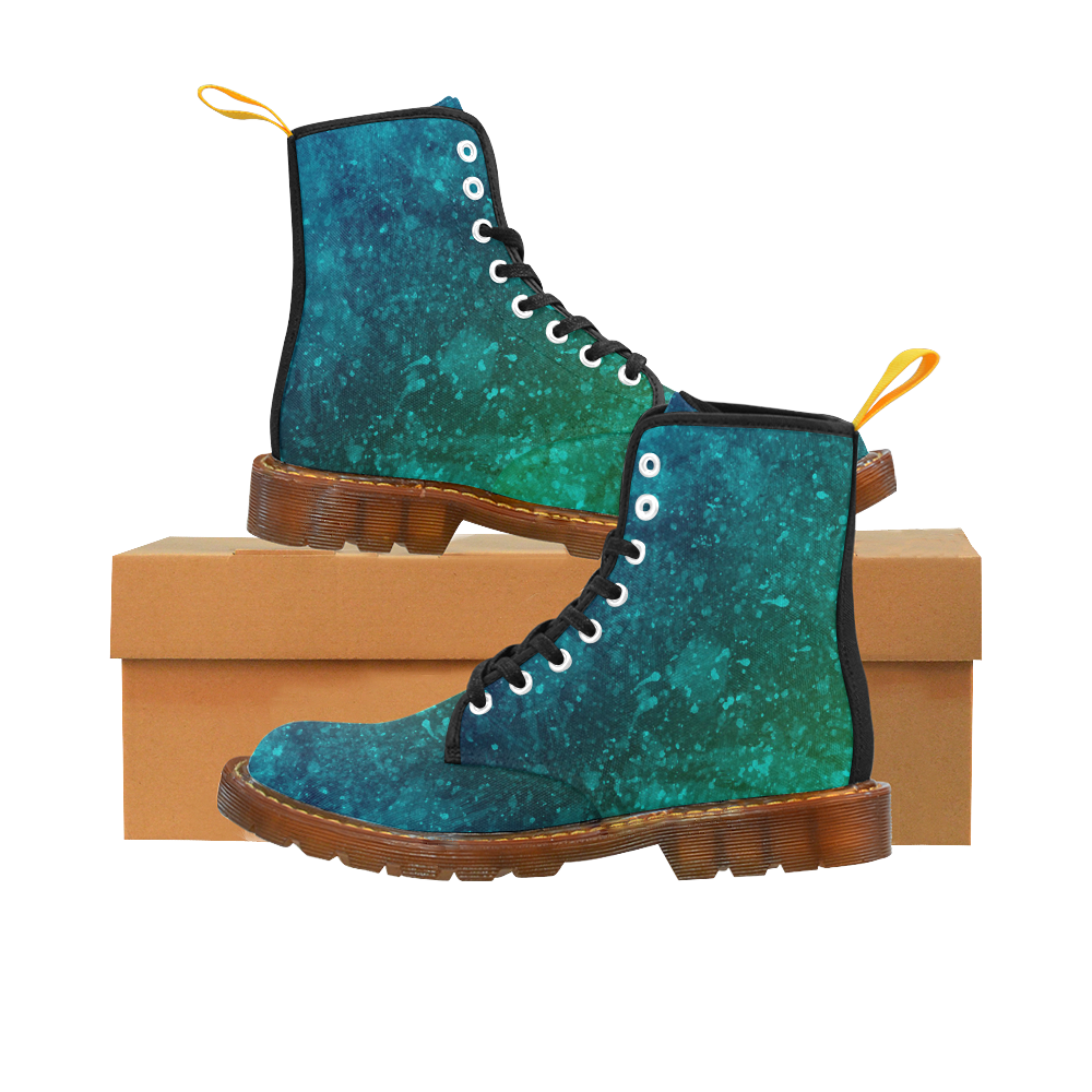 Blue and Green Abstract Martin Boots For Men Model 1203H