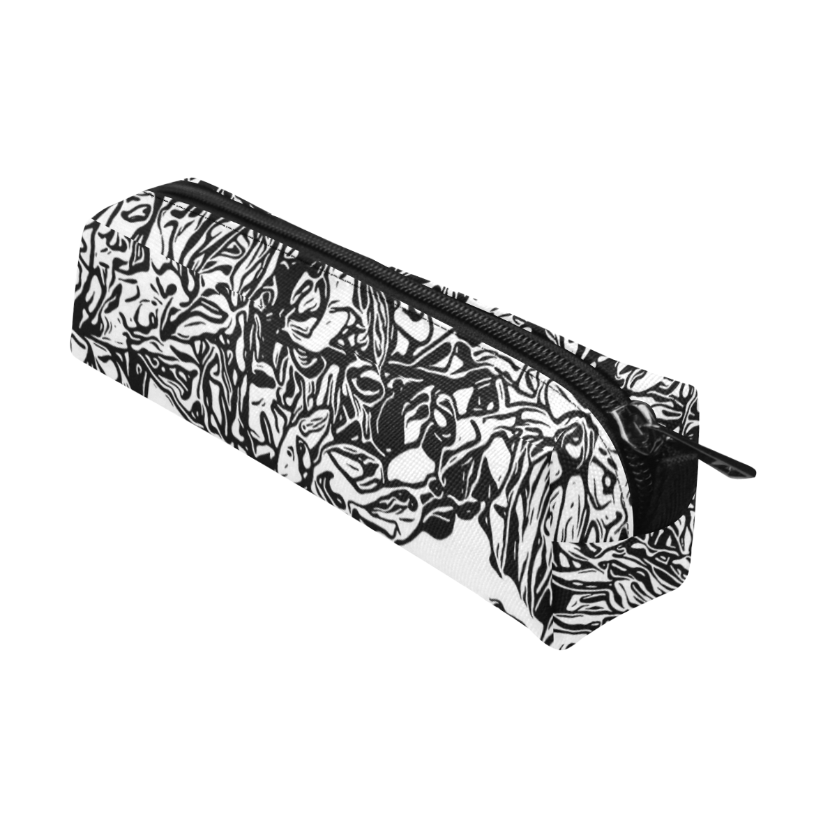 Inky Black and White Floral 2 by JamColors Pencil Pouch/Small (Model 1681)
