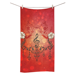Music clef with floral design Bath Towel 30"x56"
