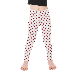 Red Polka Dots on White Kid's Ankle Length Leggings (Model L06)