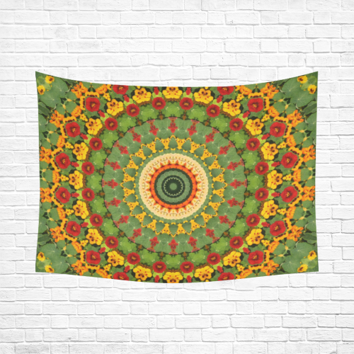 Garden Mandala Cotton Linen Wall Tapestry 80"x 60"