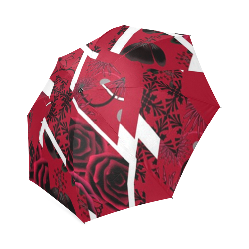 red roses and diamonds design umbrella Foldable Umbrella (Model U01)