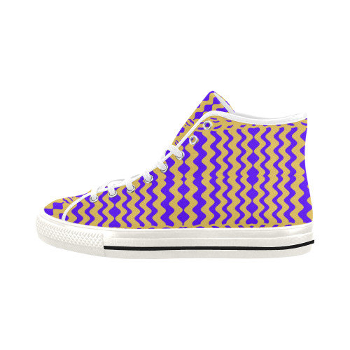 Purple Yellow Modern  Waves Lines Vancouver H Women's Canvas Shoes (1013-1)