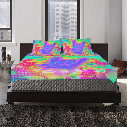 Rock On Rainbow Graffiti 3-Piece Bedding Set