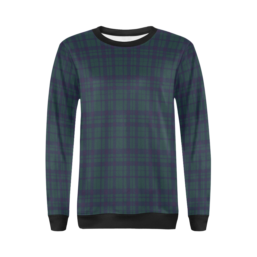 Green Plaid Rock Style All Over Print Crewneck Sweatshirt for Women (Model H18)