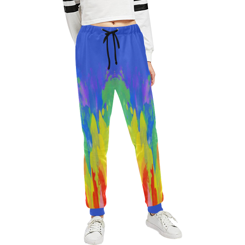 Flames Paint Abstract Classic Blue Unisex All Over Print Sweatpants (Model L11)