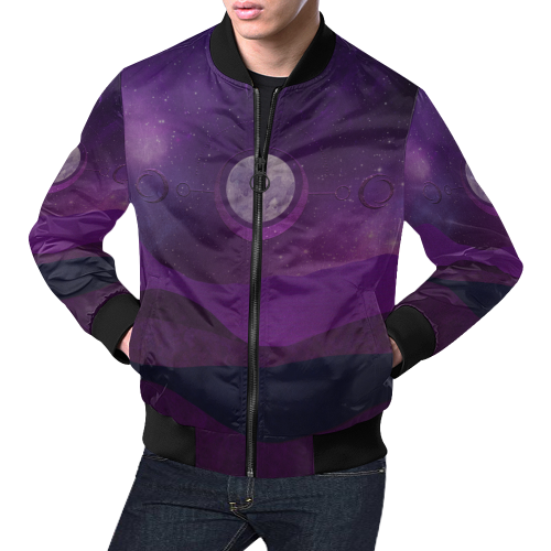 Purple Moon Night All Over Print Bomber Jacket for Men (Model H19)