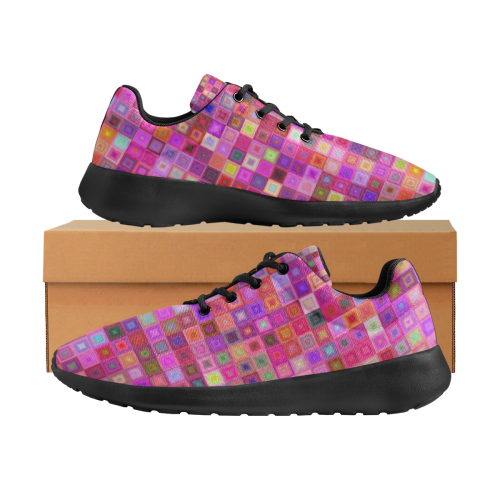 Pink Squares Women's Athletic Shoes (Model 0200)