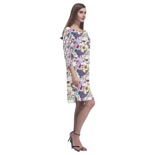 Bright paisley Rhea Loose Round Neck Dress(Model D22)