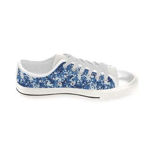 Digital Blue Camouflage Low Top Canvas Shoes for Kid (Model 018)
