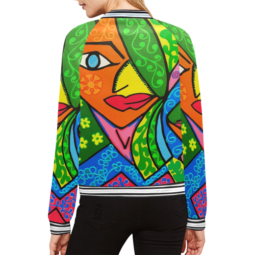 Blooming All Over Print Bomber Jacket for Women (Model H21)