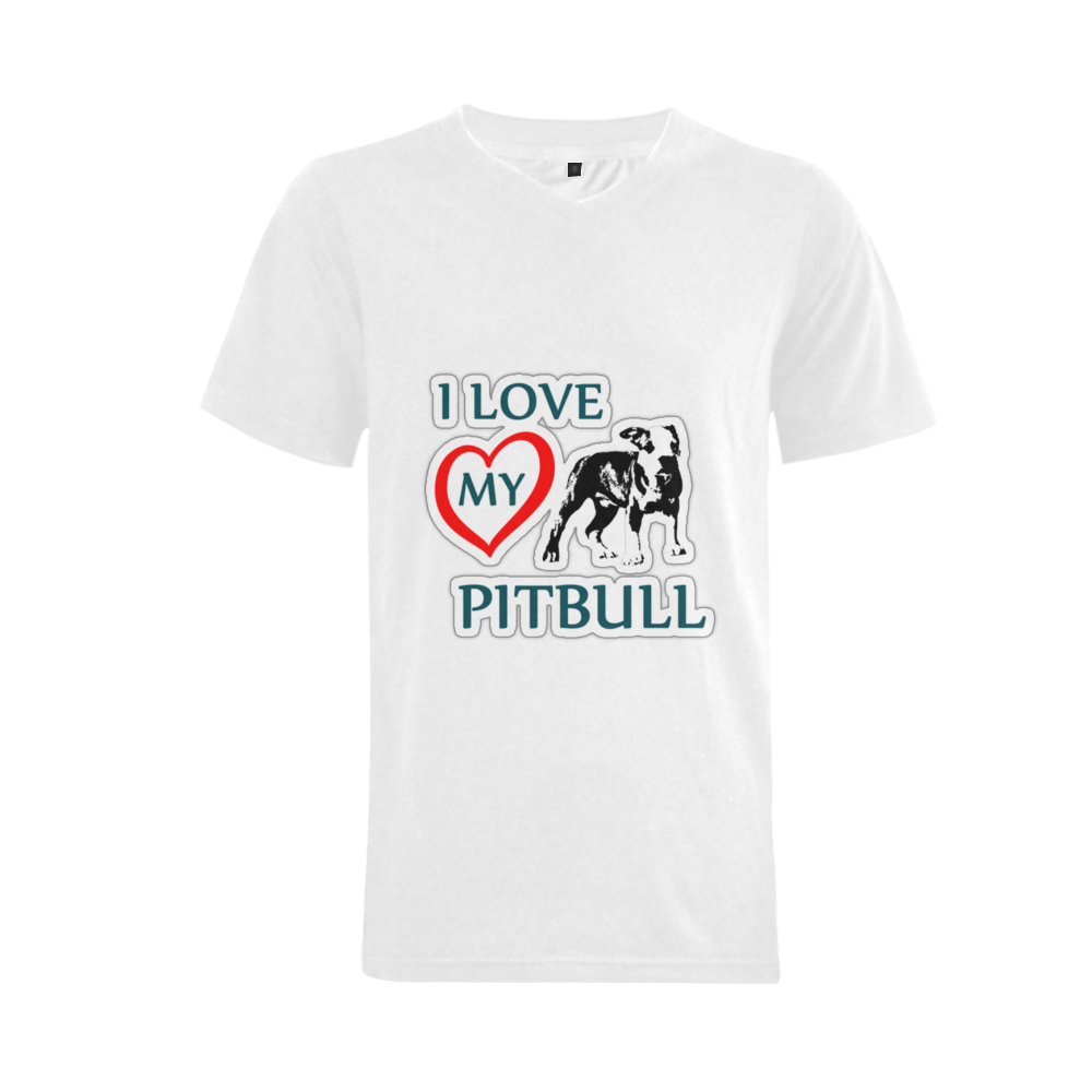 Pitbull Love Men's V-Neck T-shirt  Big Size(USA Size) (Model T10)