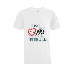 Pitbull Love Men's V-Neck T-shirt  Big Size(USA Size) (Model T10)
