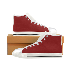 Red Wine and White Women's Classic High Top Canvas Shoes (Model 017)