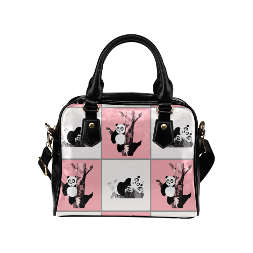 Panda Checker - Pink Shoulder Handbag (Model 1634)