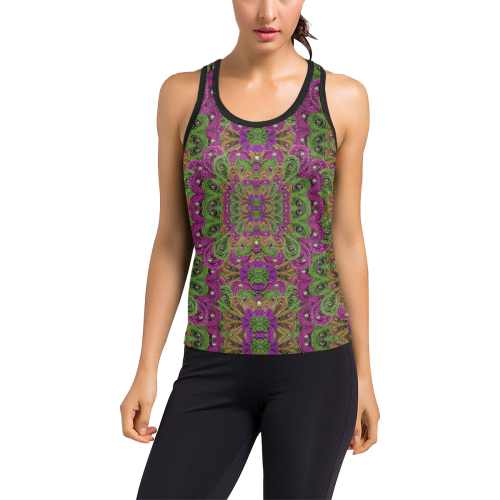 Peacock lace in the nature Women's Racerback Tank Top (Model T60)