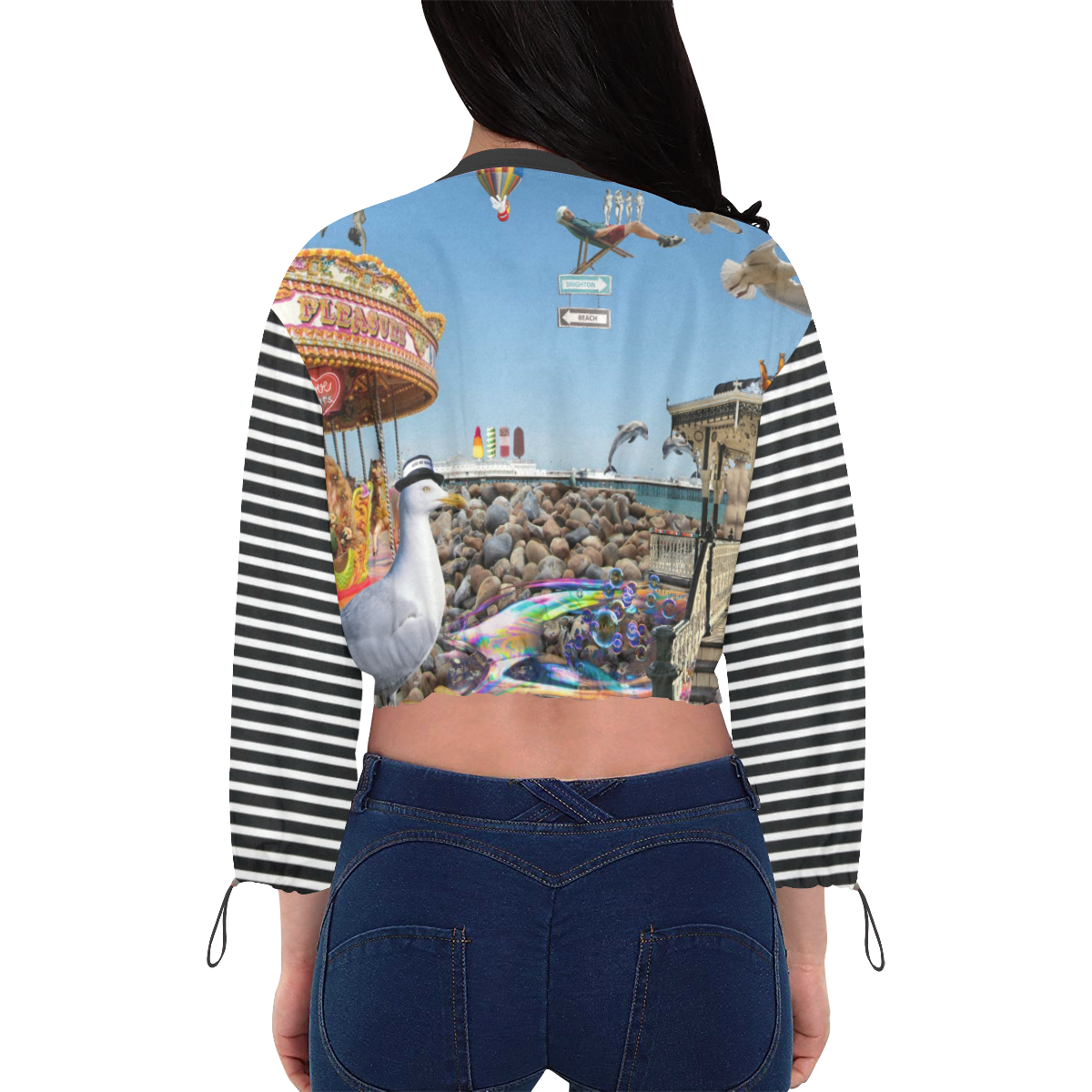 Brighton Beach Cropped Chiffon Jacket for Women (Model H30)
