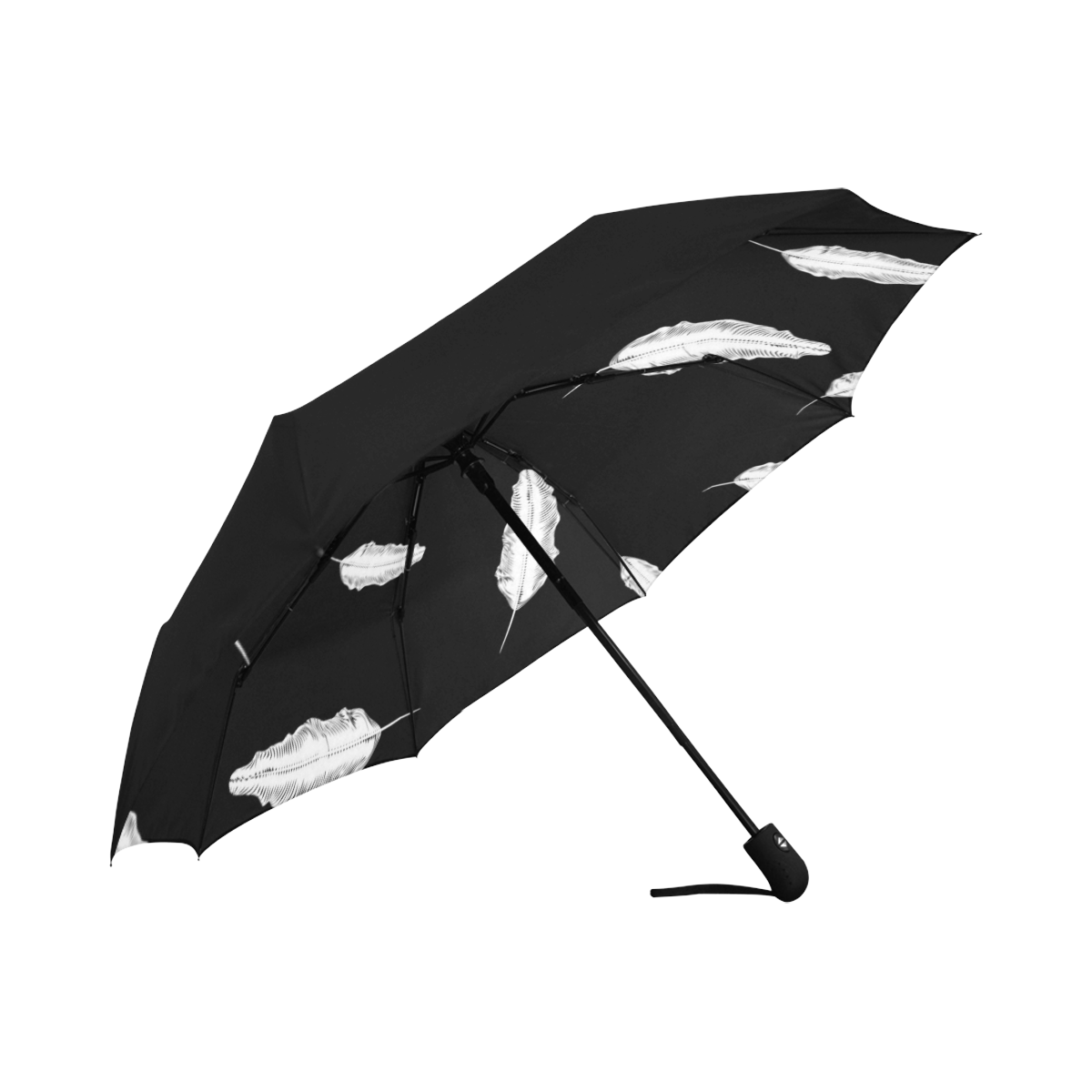 White Feathers Anti-UV Auto-Foldable Umbrella (Underside Printing) (U06)