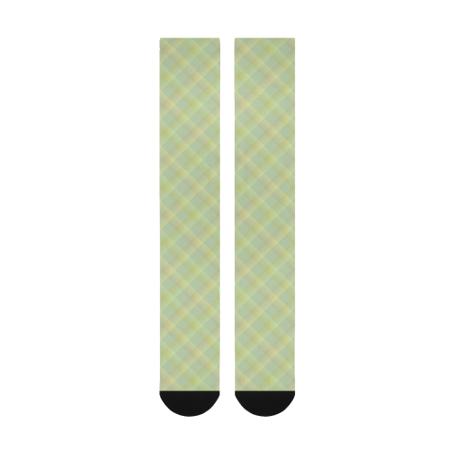 Pastel Lime Orange Crisscross Stripes Over-The-Calf Socks