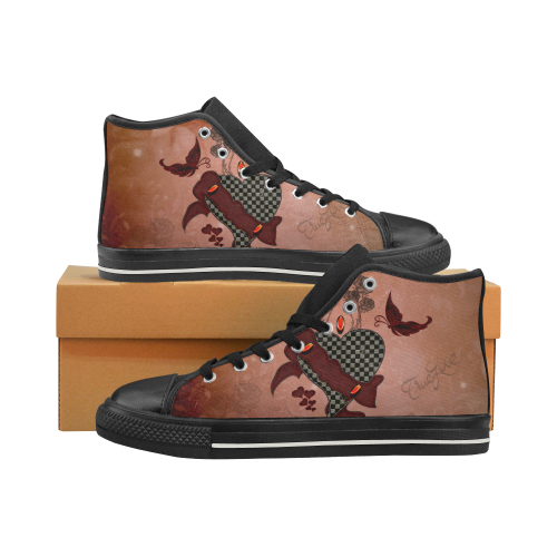 Heart with butterflies High Top Canvas Shoes for Kid (Model 017)