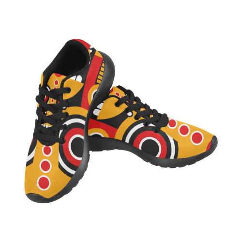 Red Yellow Tiki Tribal Men's Running Shoes/Large Size (Model 020)