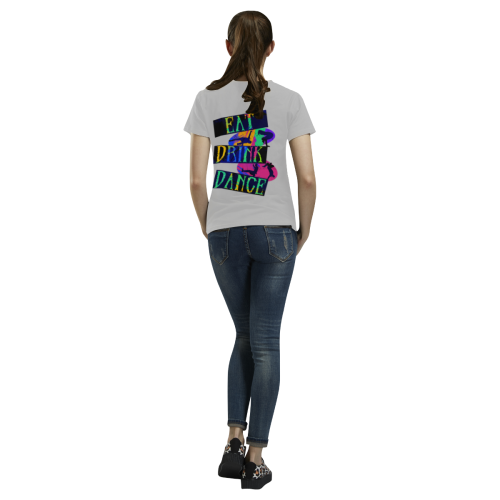 Break Dancing Colorful / Silver All Over Print T-Shirt for Women (USA Size) (Model T40)
